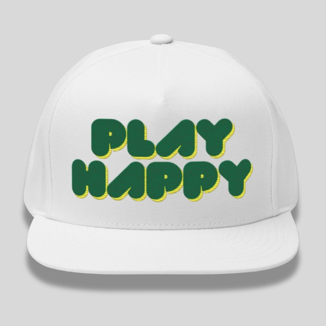 Play Happy by Lizzie Colson Snapback Lacrosse Hat | White