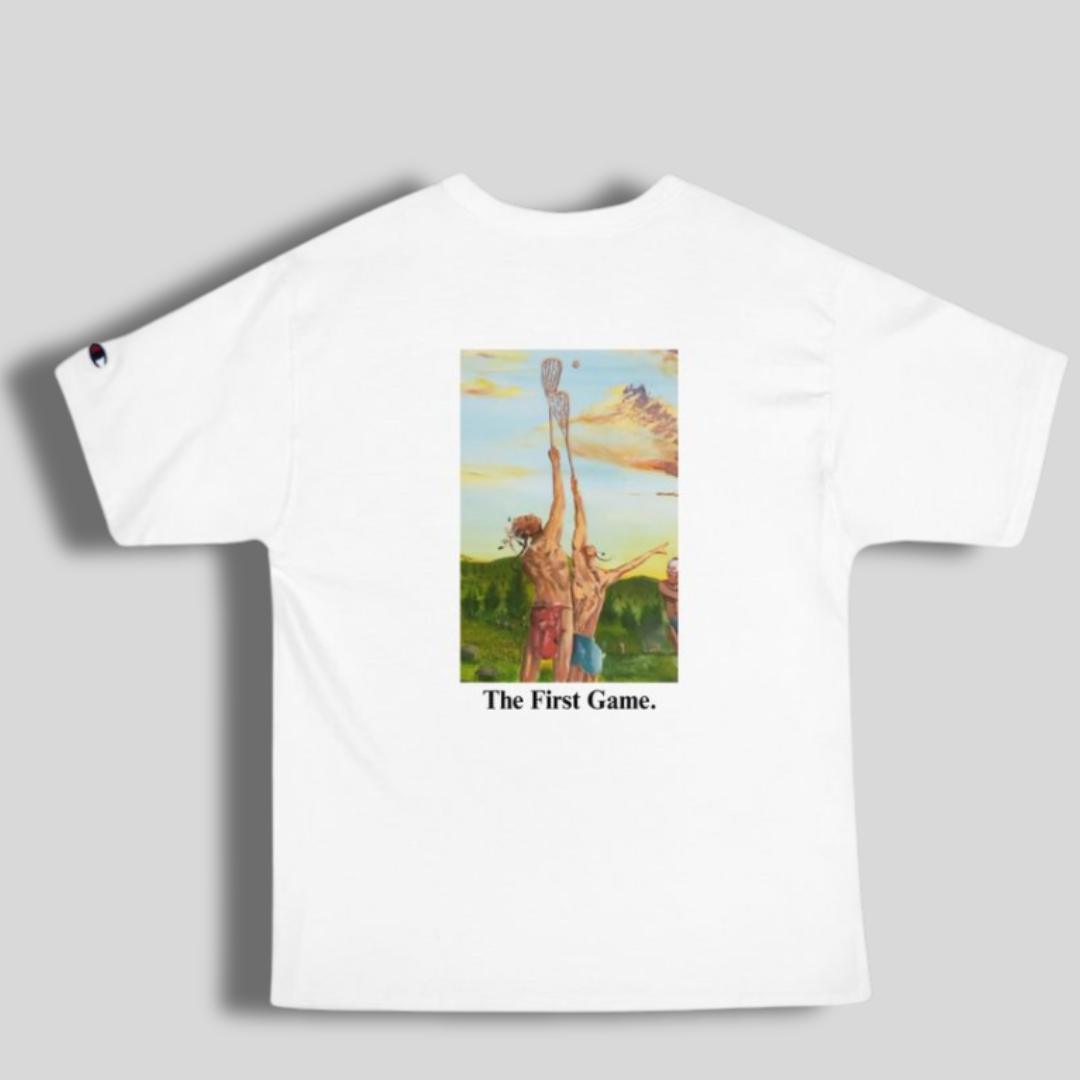 Premium LAX World x Champion's White Heritage Lacrosse Shirt | White | Man - Off Field