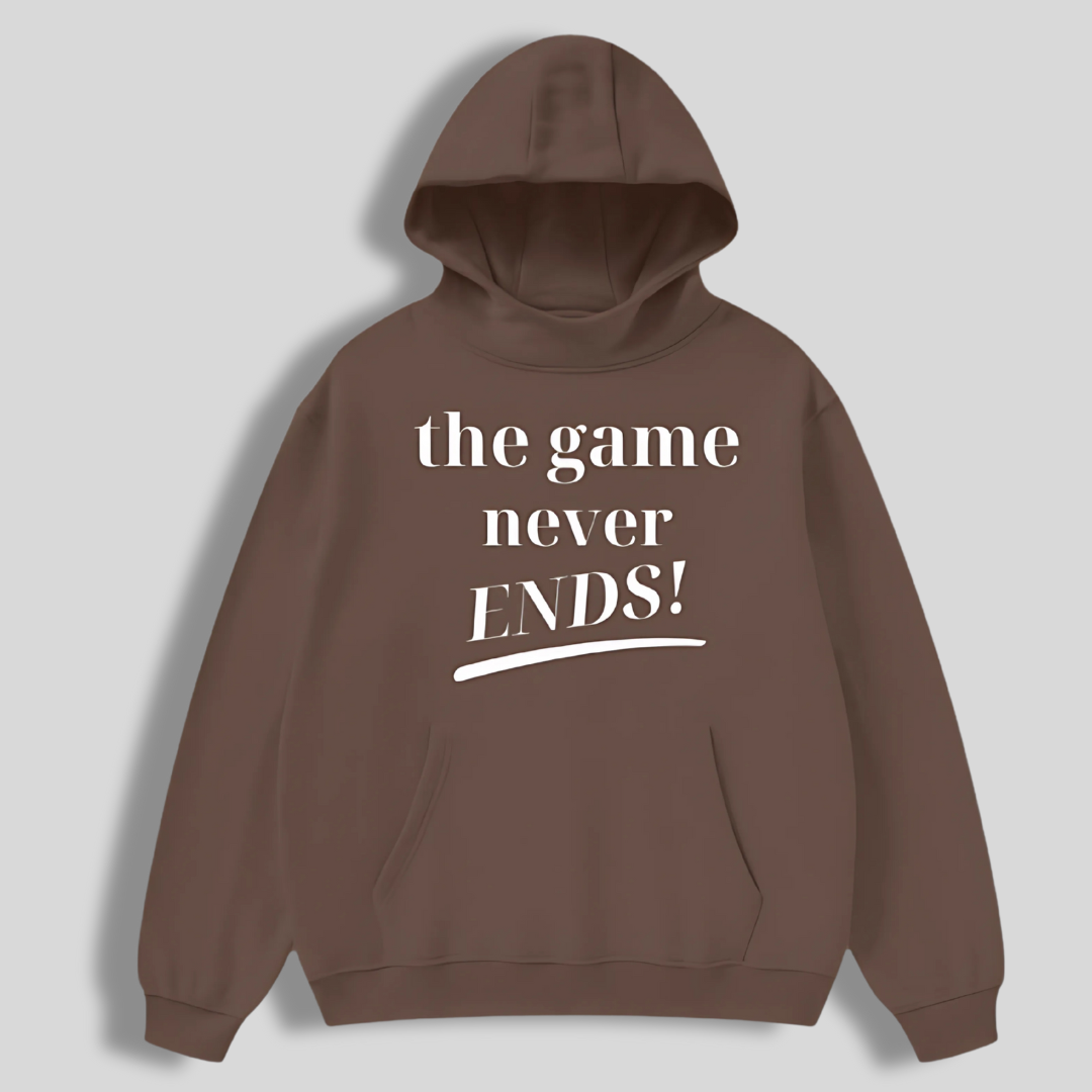 The Game Never Ends... LAX World High Neck Insulated Hoodie - Dark Brown