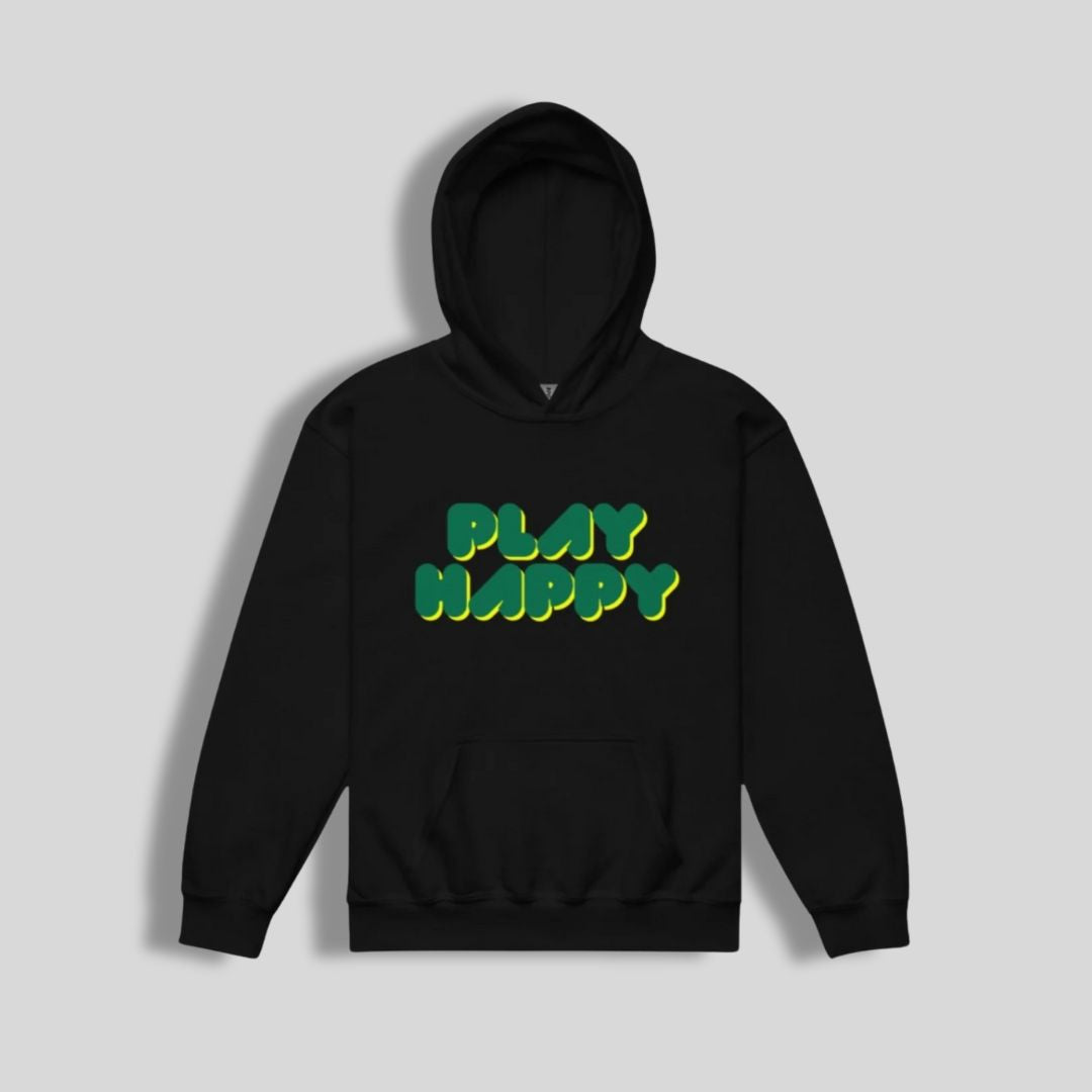 Play Happy by Lizzie Colson | Youth Lacrosse Hoodie | Black