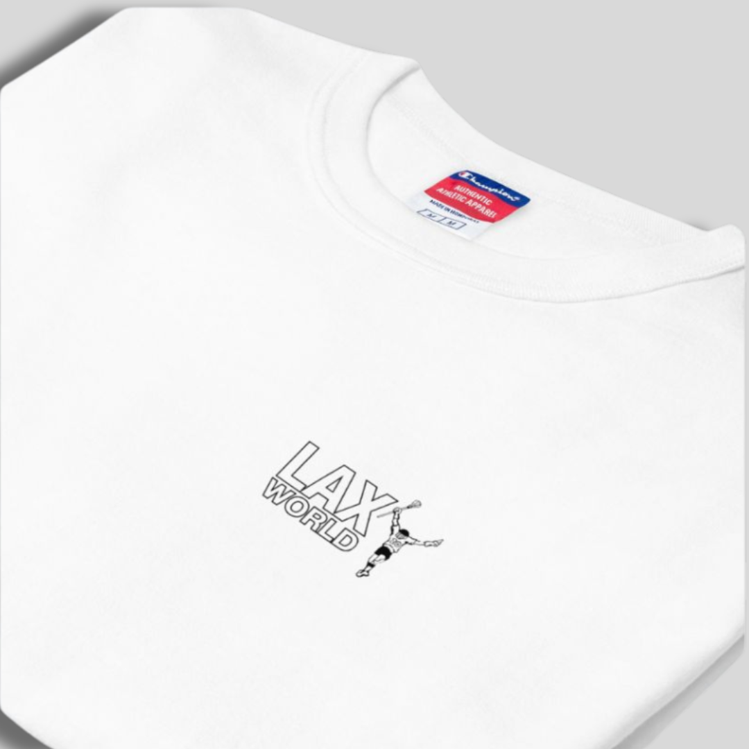 Premium LAX World x Champion's White Heritage Lacrosse Shirt | White | Man - Off Field