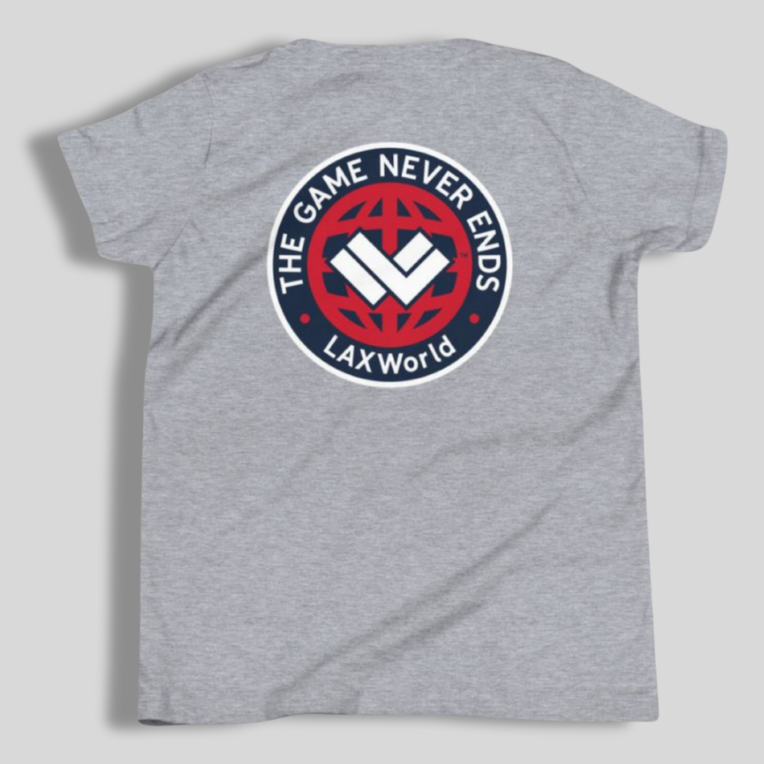 LAX World Kids Favorite “The Game Never Ends…” Heather Lacrosse Tee | Heather