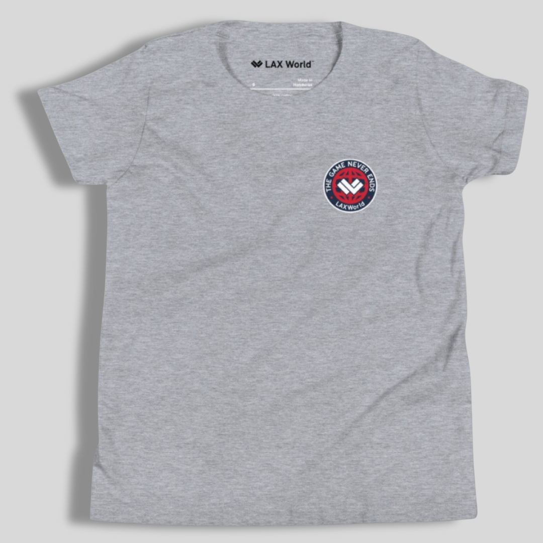 LAX World Kids Favorite “The Game Never Ends…” Heather Lacrosse Tee | Heather