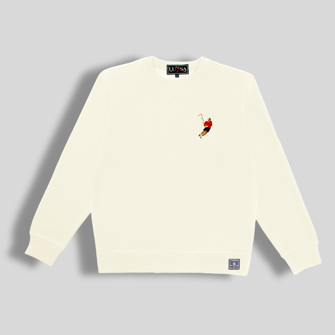Classic Cream Lacrosse Crew Neck Sweatshirt