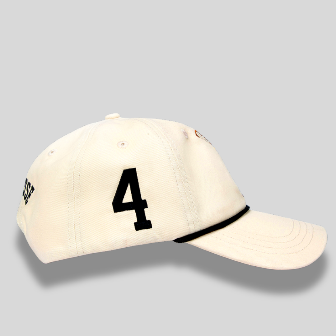 Cream Lacrosse Ball Cap with Braided Rope