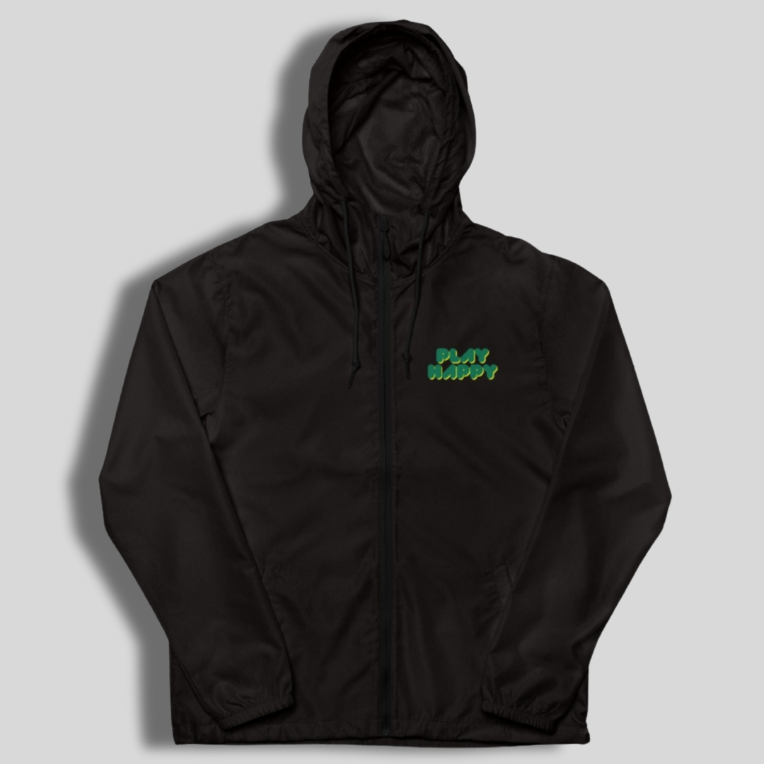 PLAY HAPPY Lightweight Zip Up Lacrosse Windbreaker | Black | Graphite