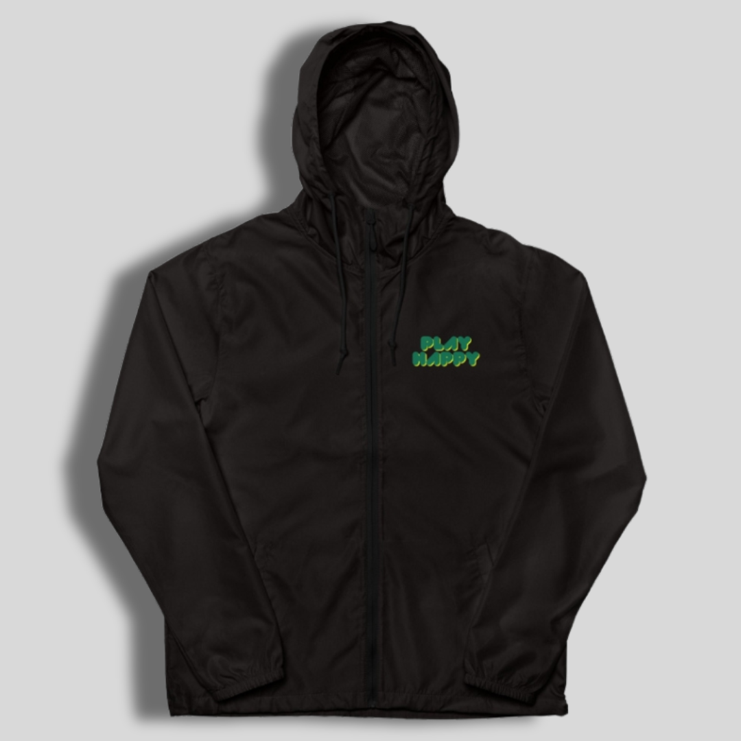 PLAY HAPPY Lightweight Zip Up Lacrosse Windbreaker | Black | Graphite