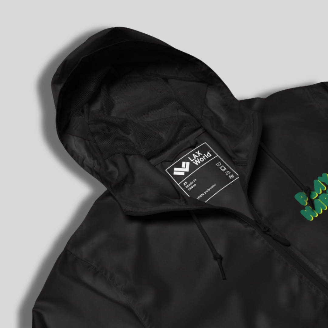 PLAY HAPPY Lightweight Zip Up Lacrosse Windbreaker | Black | Graphite
