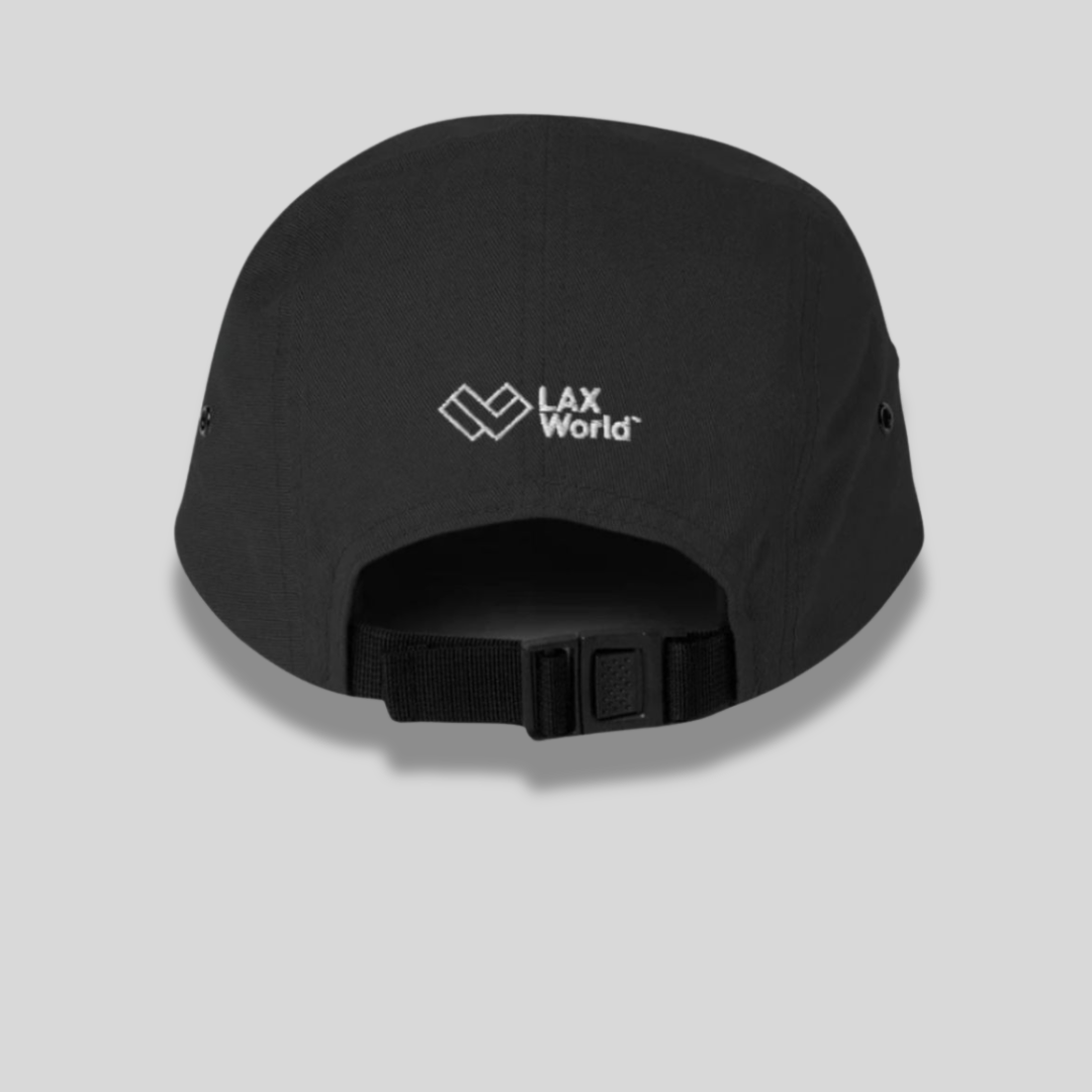 LAX World’s x Lacrosse The Nations’ Classic Black Five Panel Lacrosse Cap | Black | Man - Off Field