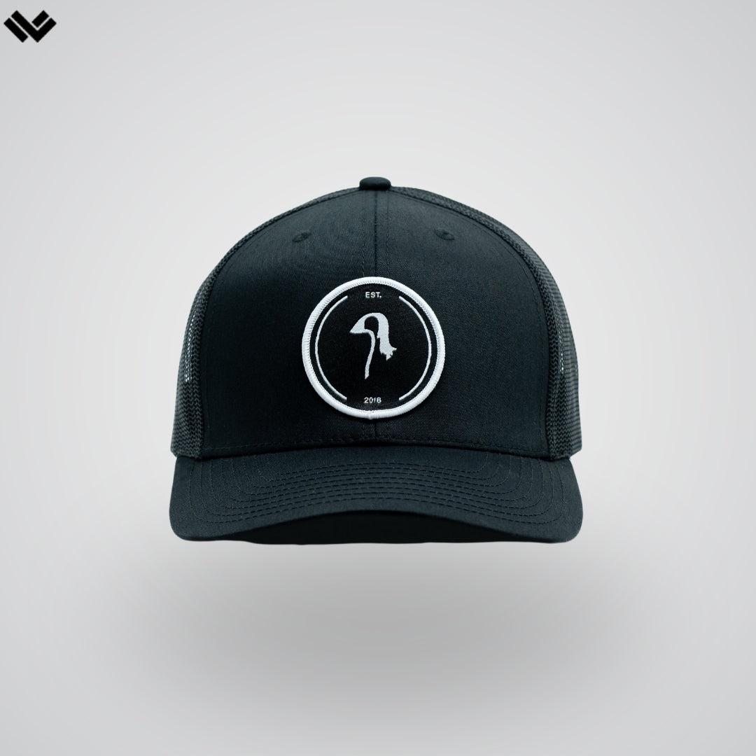 Dark Original Trucker Style Lacrosse Cap | NAVY/RED | Gooseitcompany