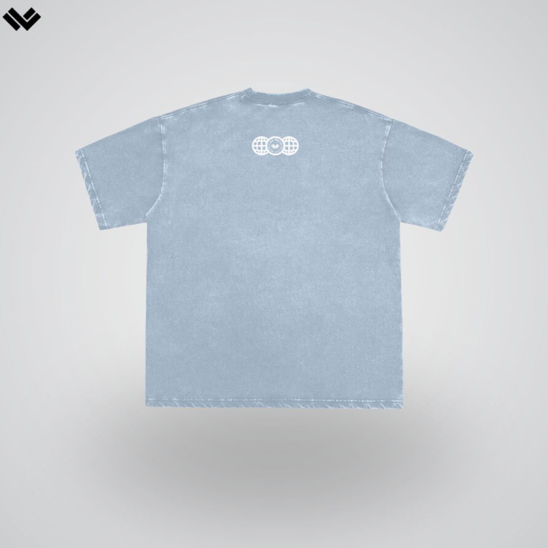 Double Neckline Scattered Edge Frayed Vintage Washed T-Shirt - 250 GSM