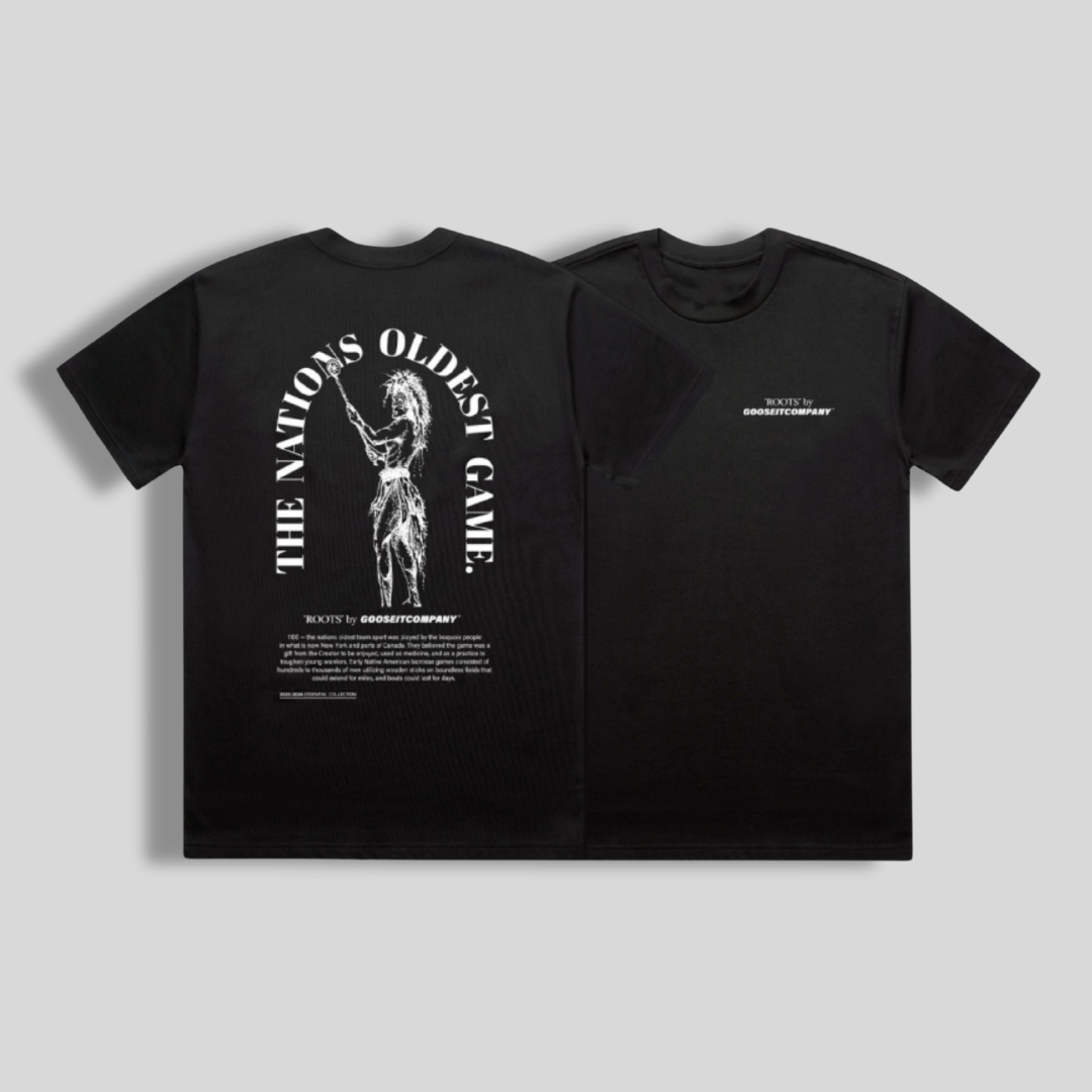 Premium Black Roots Lacrosse Tee | Black | Gooseitcompany