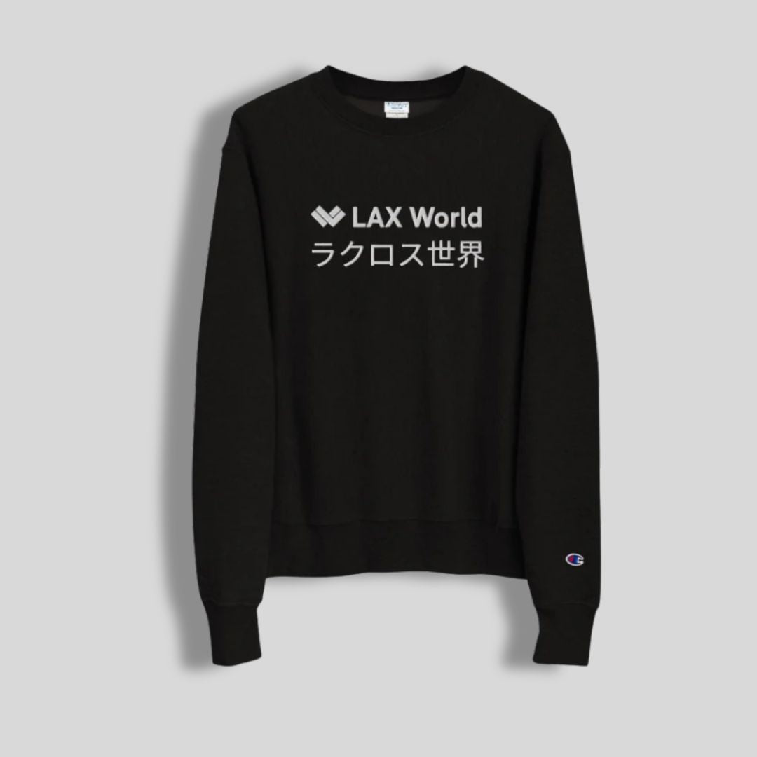LAX World - Japan 2024 Black Crewneck Lacrosse Sweatshirt | Black | Man - Off Field