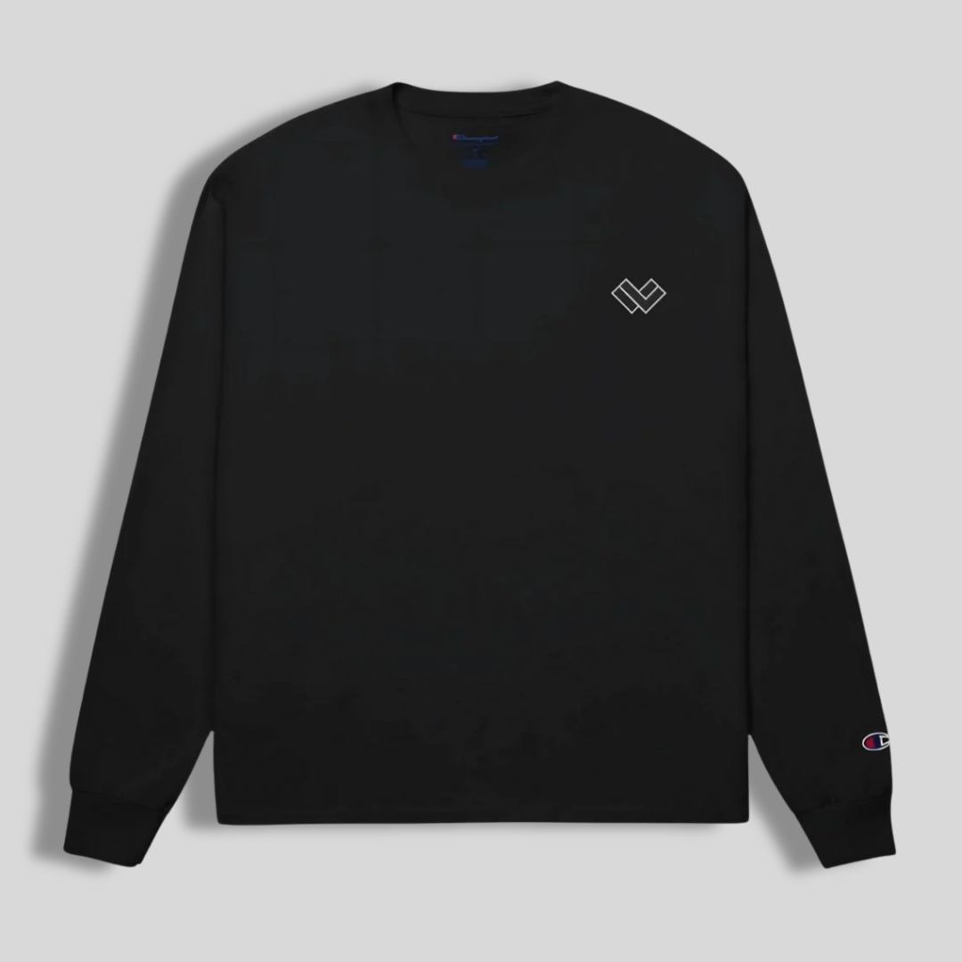 LAX World x Champion's Cradle B/W Long Sleeve Lacrosse Tee | Black and White | Man - Off Field