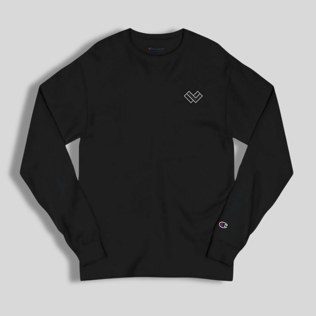LAX World x Champion's Cradle B/W Long Sleeve Lacrosse Tee | Black and White | Man - Off Field