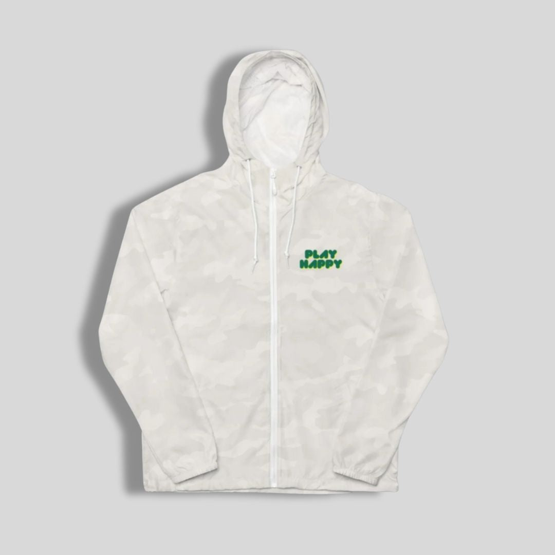 PLAY HAPPY Lightweight Zip Up Lacrosse Windbreaker | White