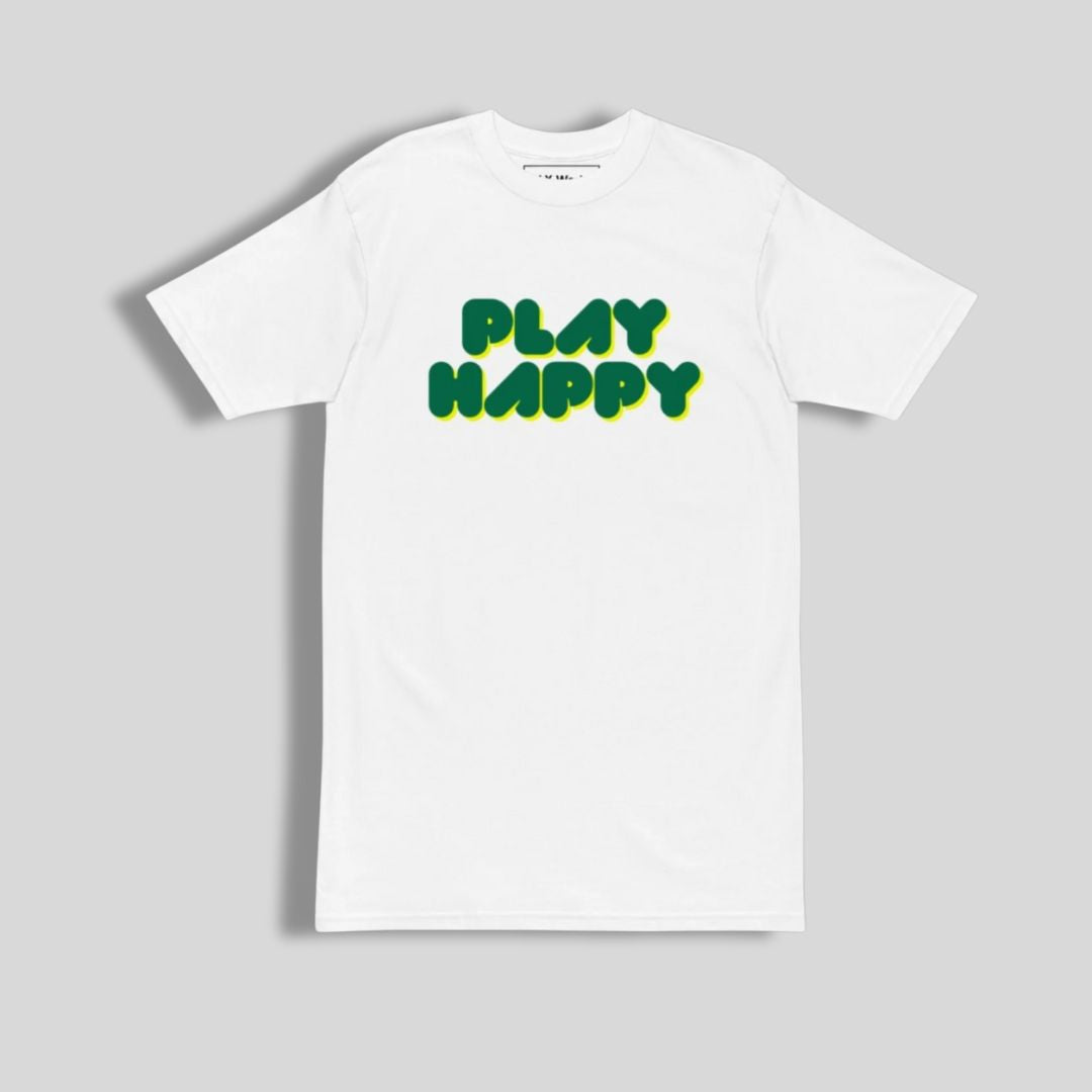 Play Happy Premium Heavyweight Lacrosse T Shirt | White