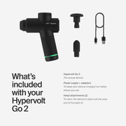 Hypervolt Go 2 Portable Percussion Lacrosse Massage Gun - Black Front