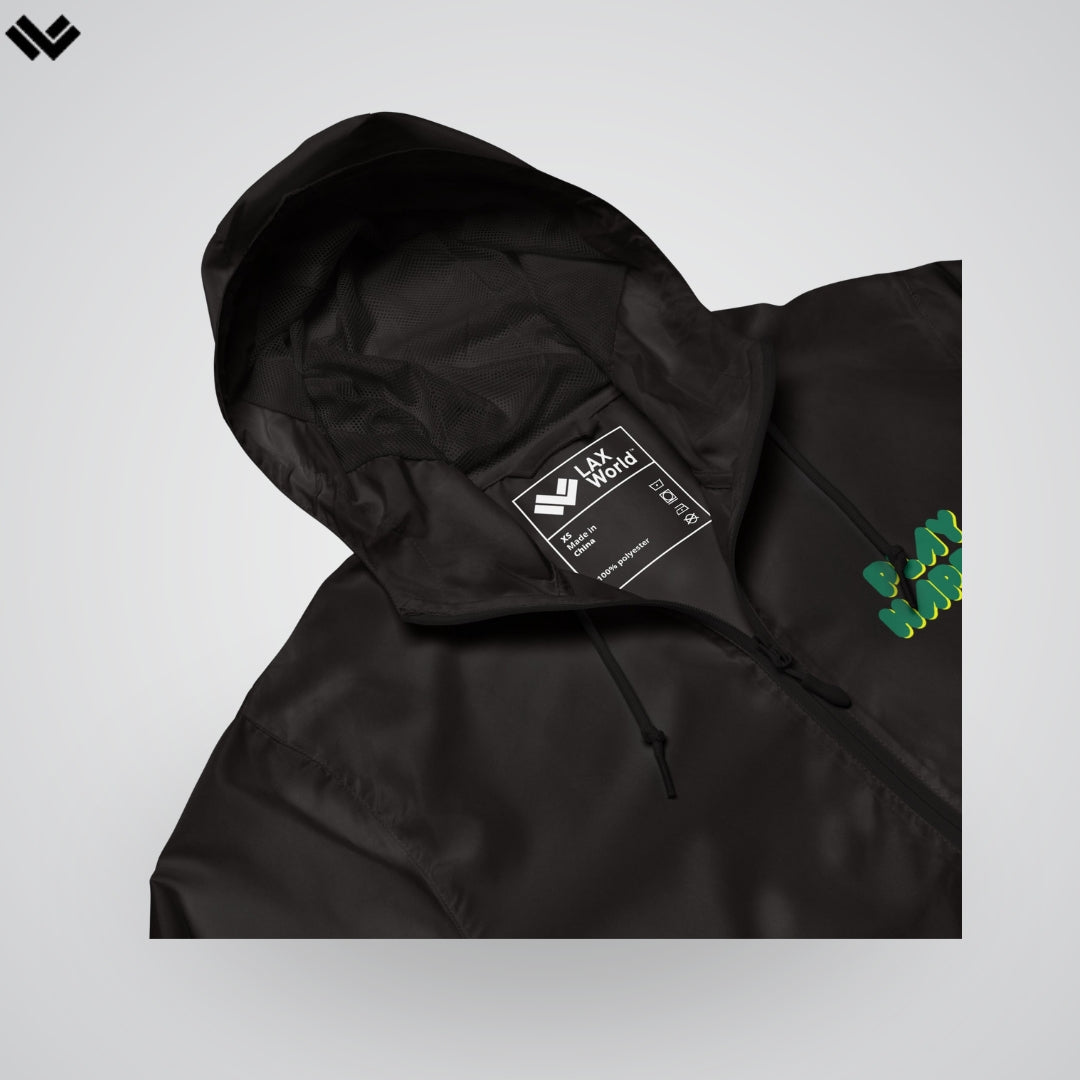 PLAY HAPPY Lightweight Zip Up Lacrosse Windbreaker | Black | Graphite