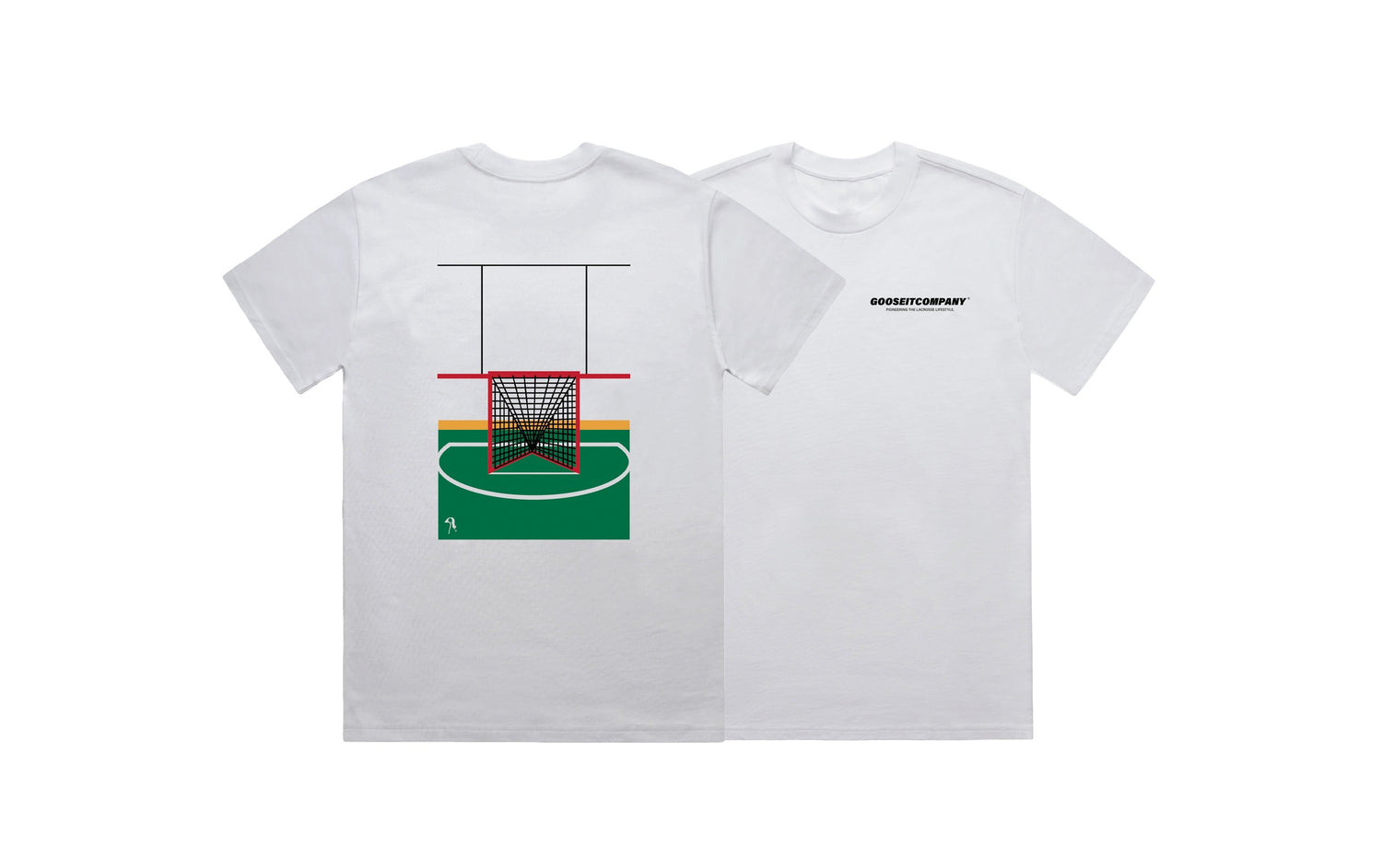 Bold White Cage Lacrosse Tee - Front and Back 