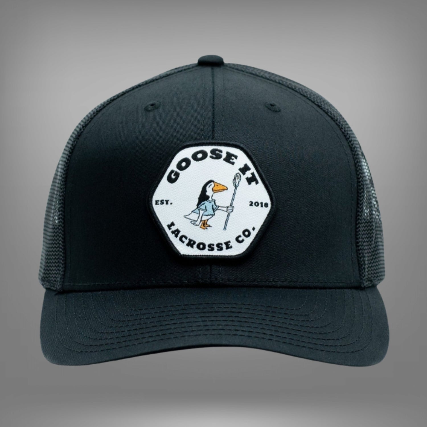 Black Mullet Trucker Style Lacrosse Cap | Black | Gooseitcompany