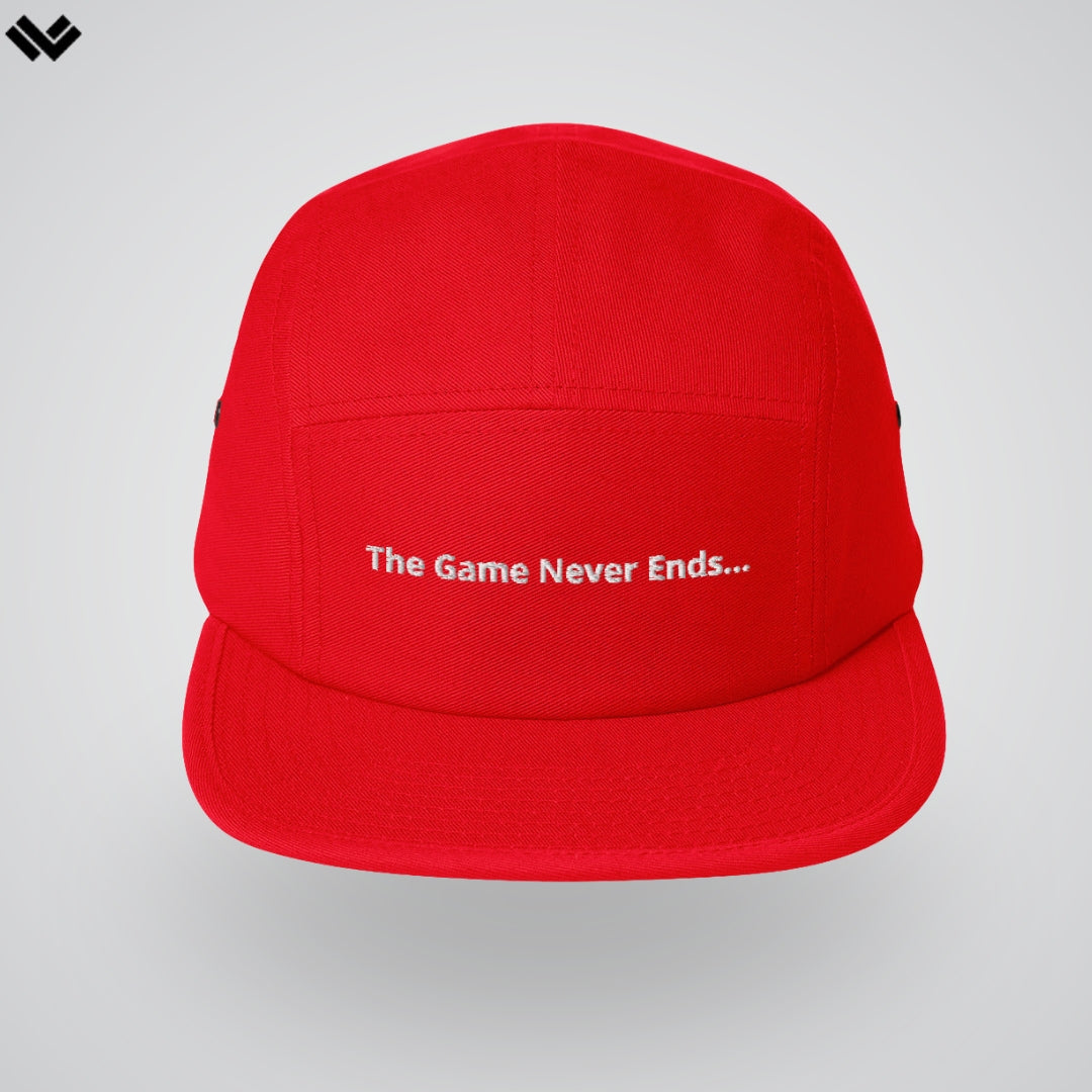 “The Game Never Ends…” Classic Black Five Panel Lacrosse Cap | Multiple Colors | Man - Off Field