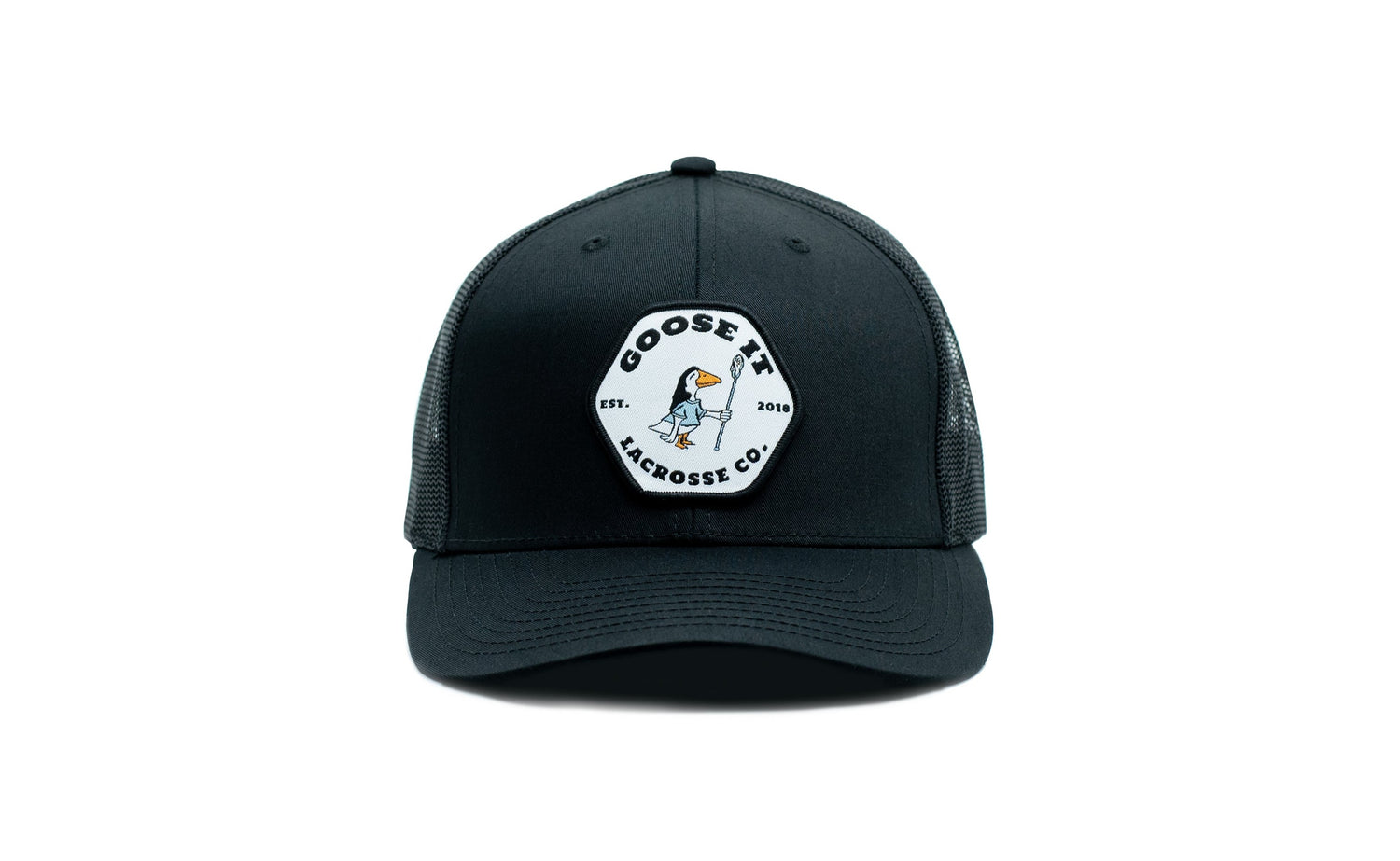 Black Mullet Trucker Style Lacrosse Cap - Front 