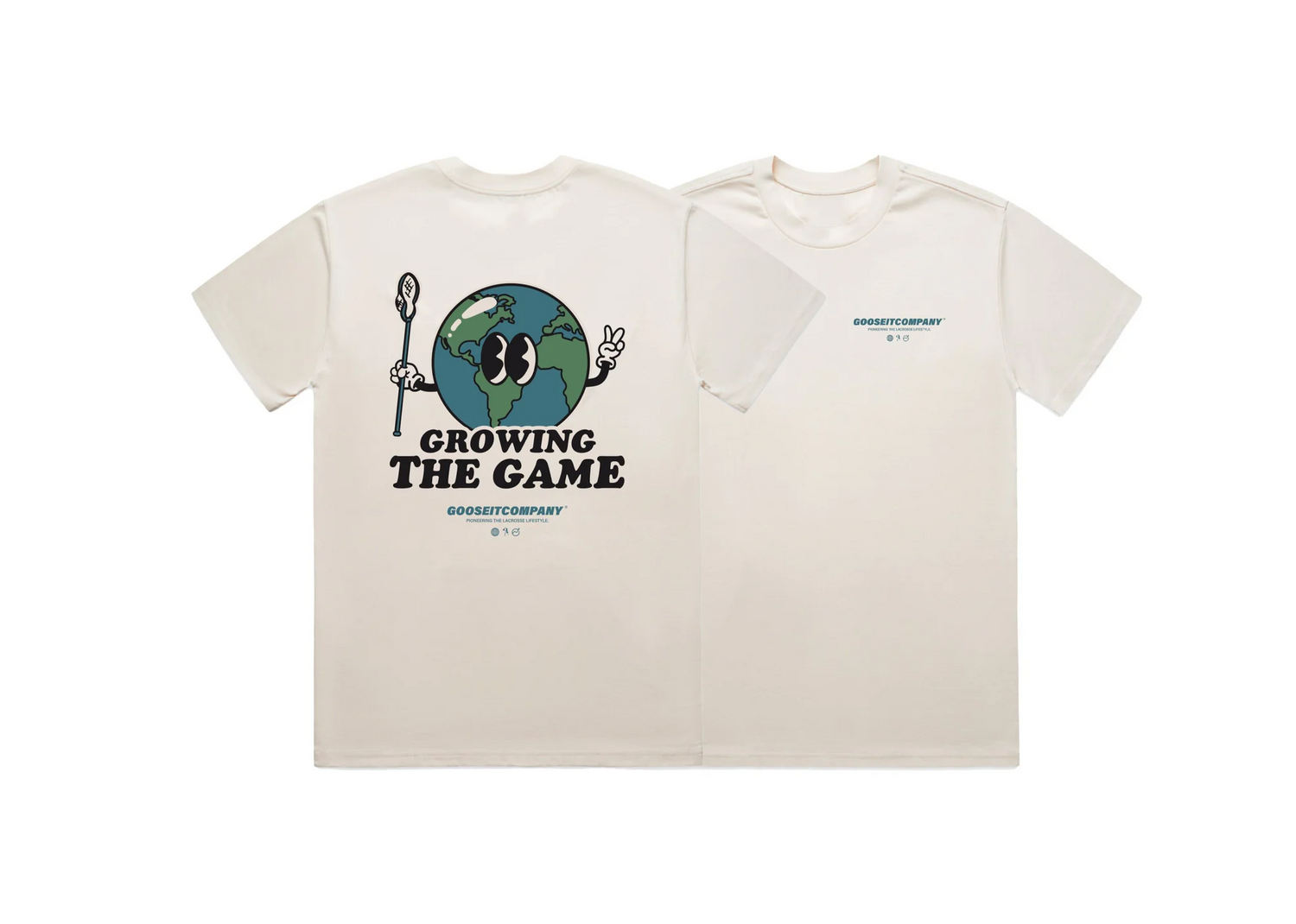 Premium GTG Lacrosse T Shirt | Oatmeal  - Front 