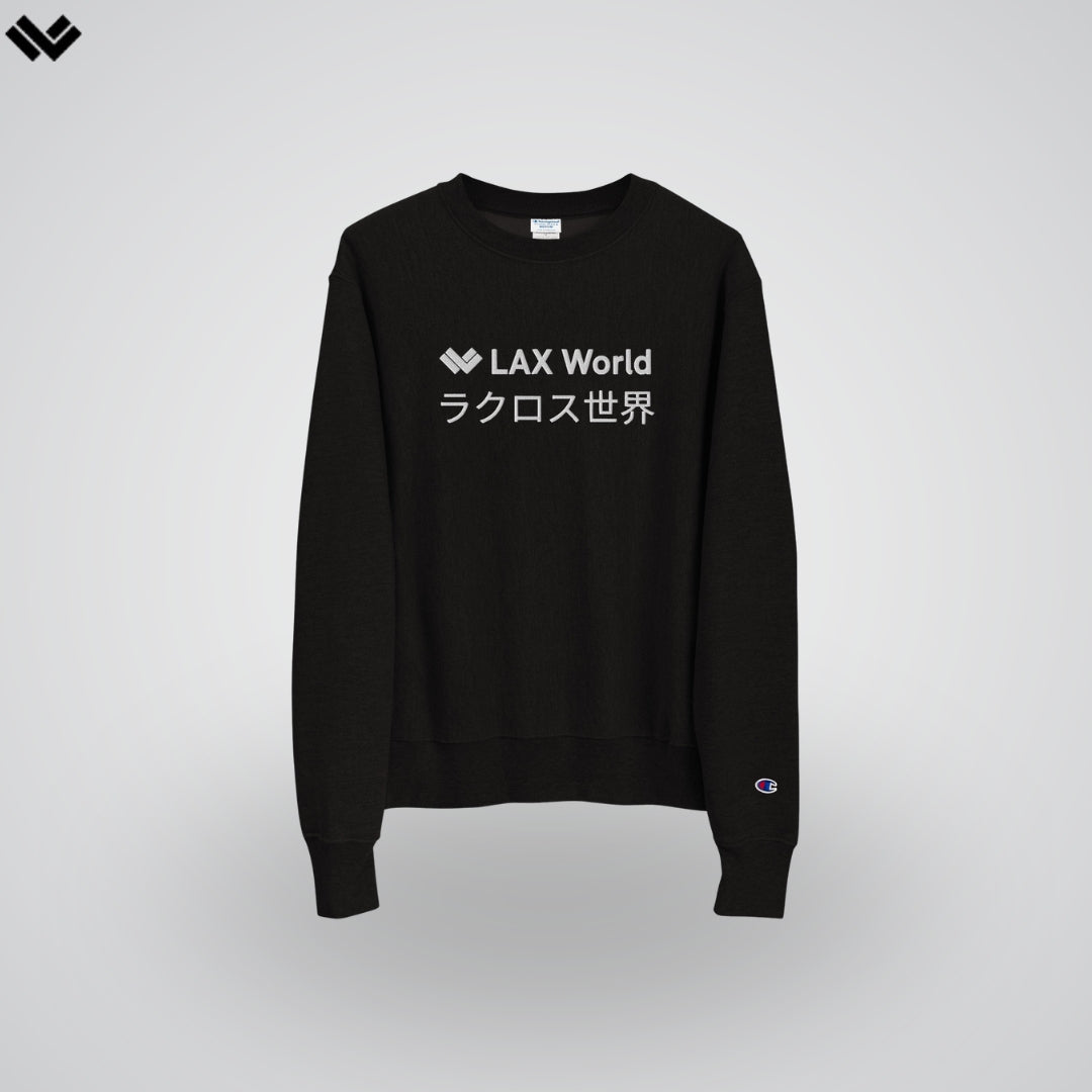 LAX World - Japan 2024 Black Crewneck Lacrosse Sweatshirt | Black | Man - Off Field