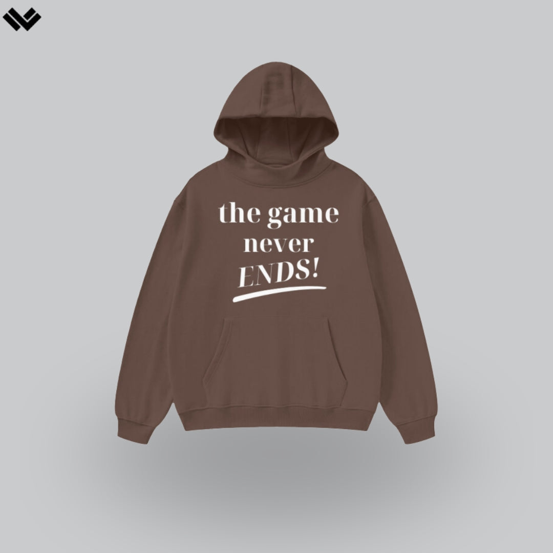 The Game Never Ends... LAX World High Neck Insulated Hoodie - Dark Brown