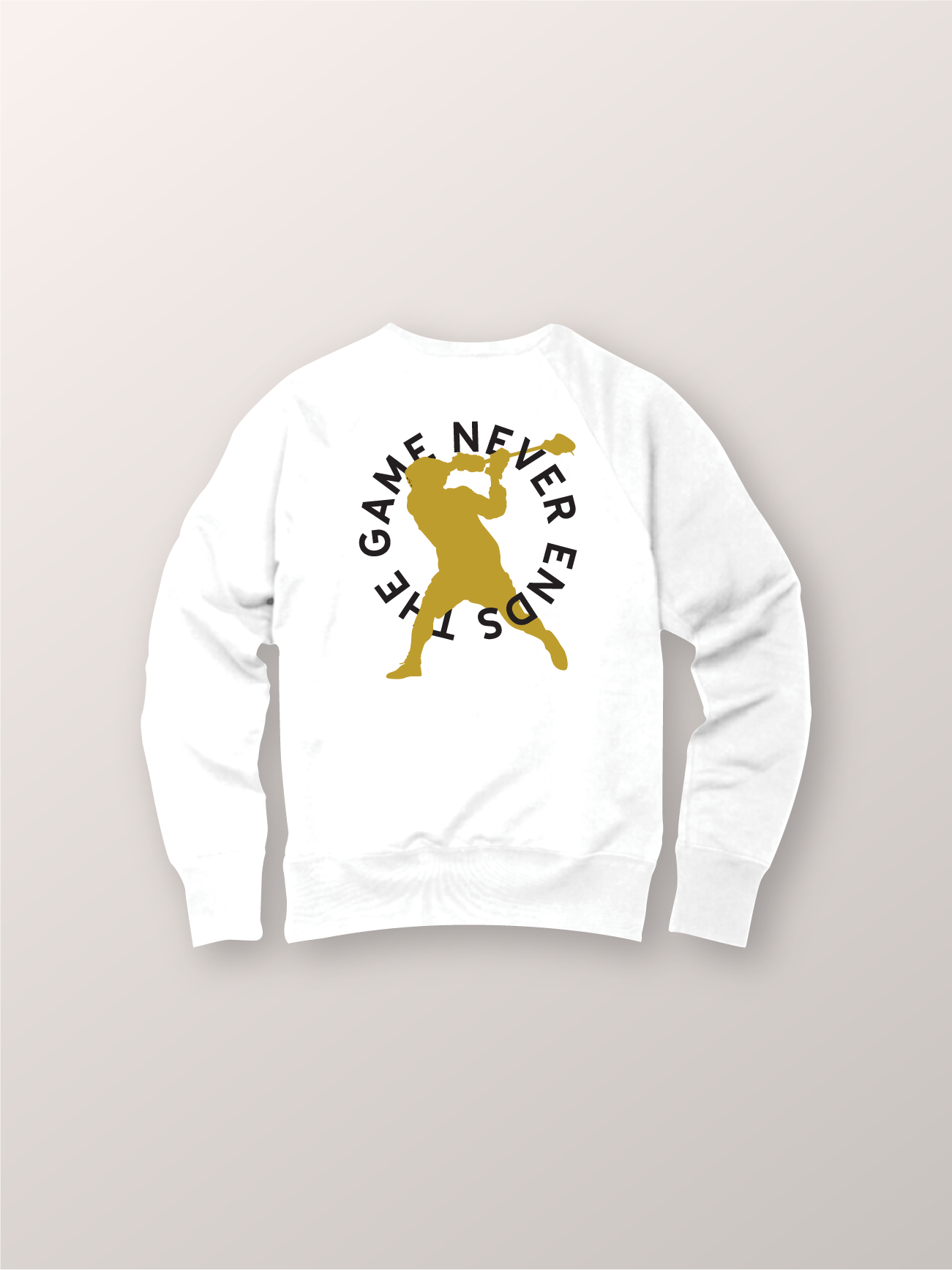Champion’s Gamer Crew White Lacrosse Sweatshirt - Front 