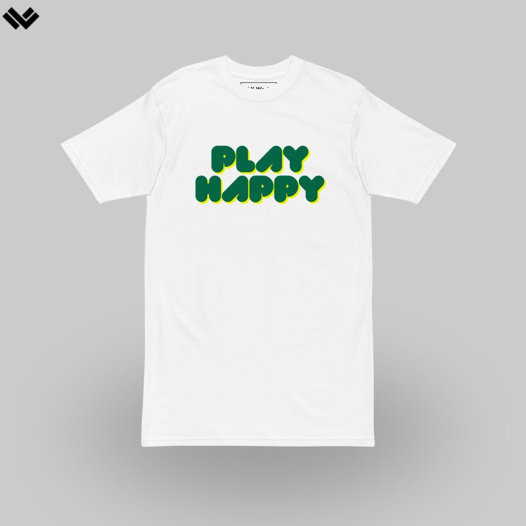 Play Happy Premium Heavyweight Lacrosse T Shirt | White