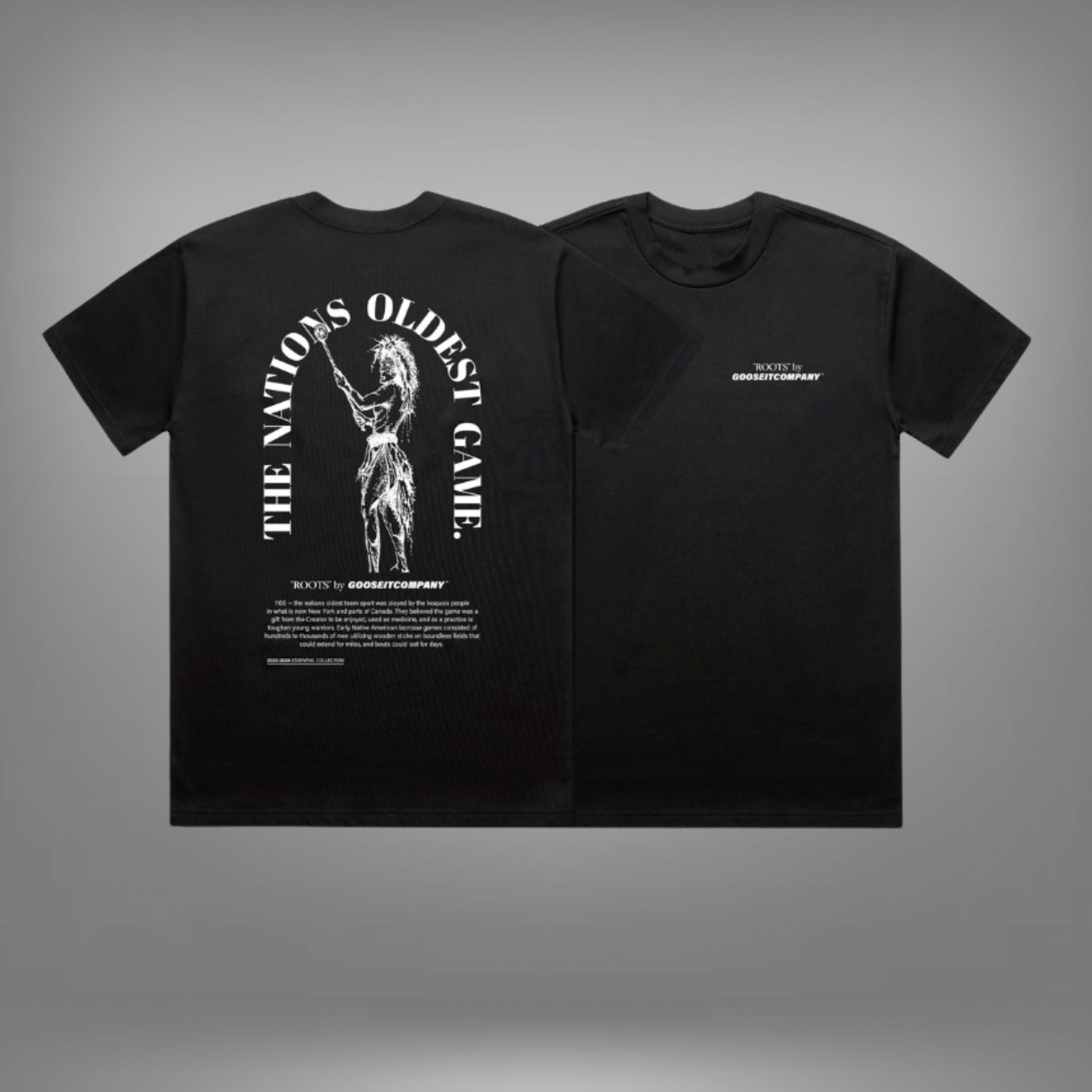 Premium Black Roots Lacrosse Tee | Black | Gooseitcompany