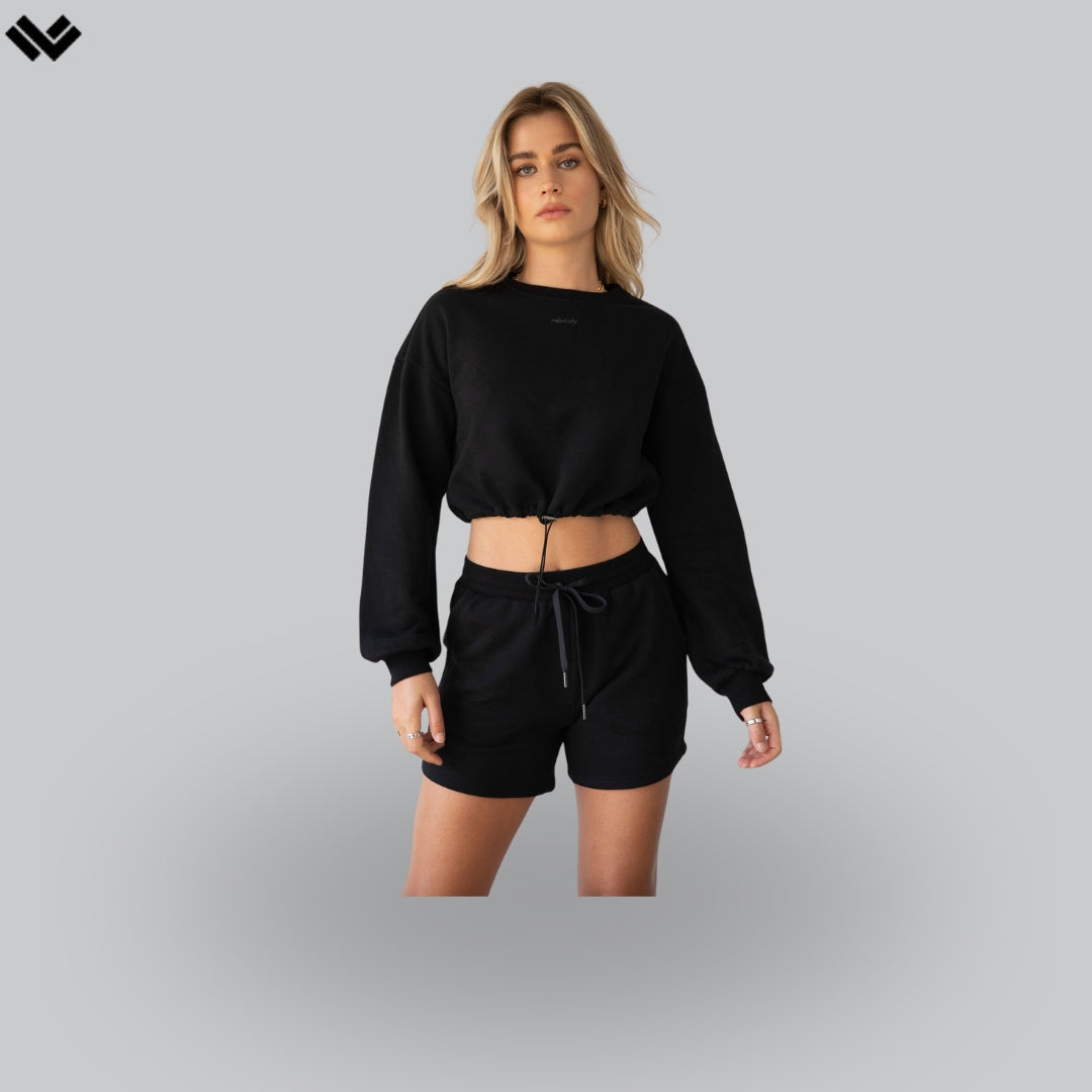 Rebody Puff Sleeve Crop Sweatshirt