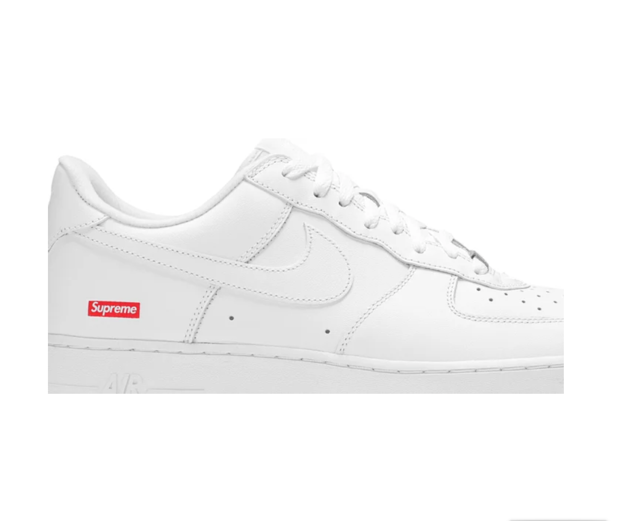 Classic White Supreme X Air Force 1 Low 'Box Logo’ Lacrosse Shoes  - Front with Little Zoom 