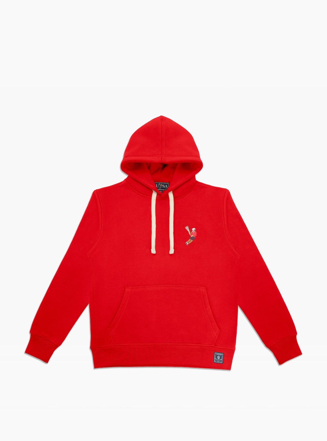 LAX World X Lusa 1904 Red Lacrosse Pullover Hoodie - Front 