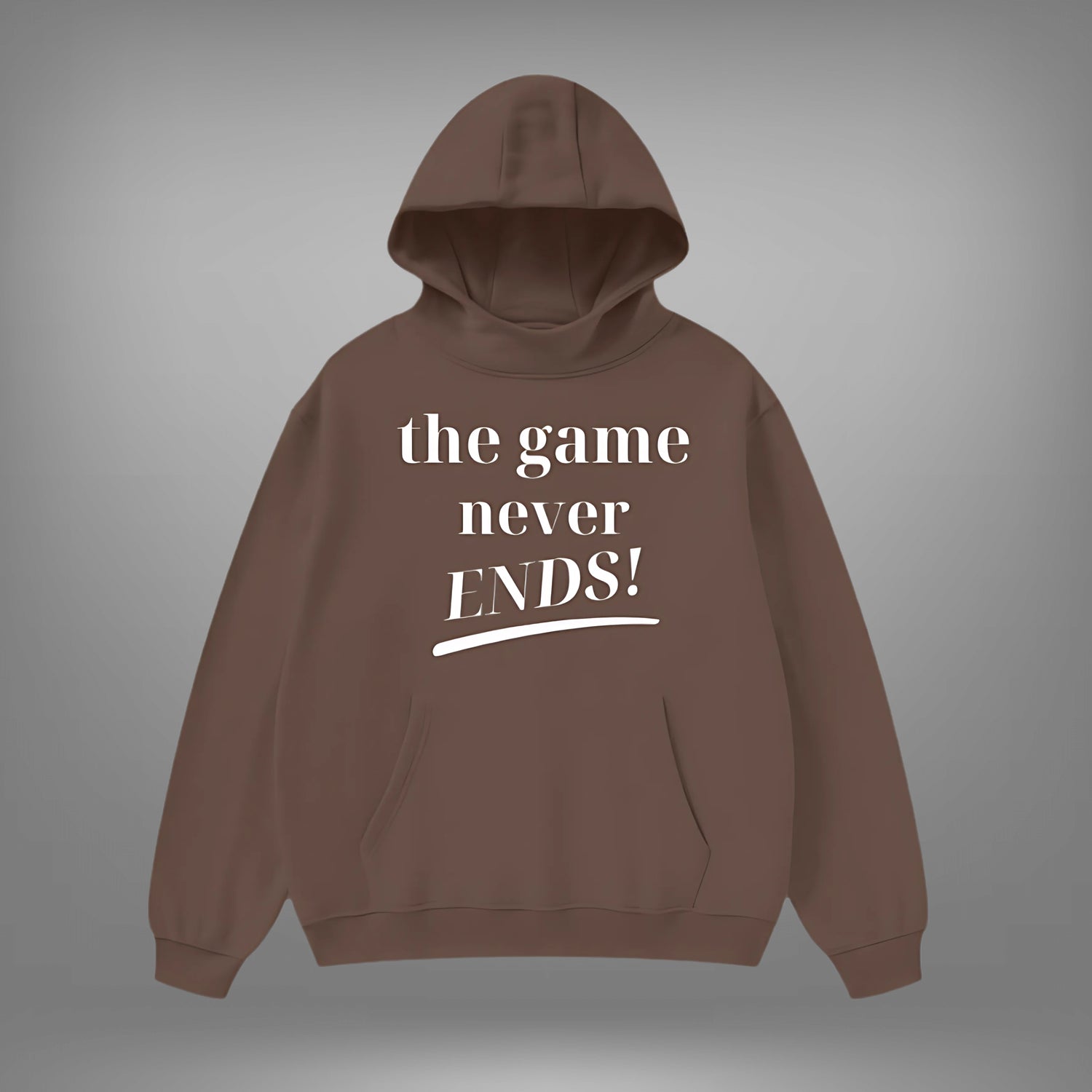 The Game Never Ends... LAX World High Neck Insulated Hoodie - Dark Brown
