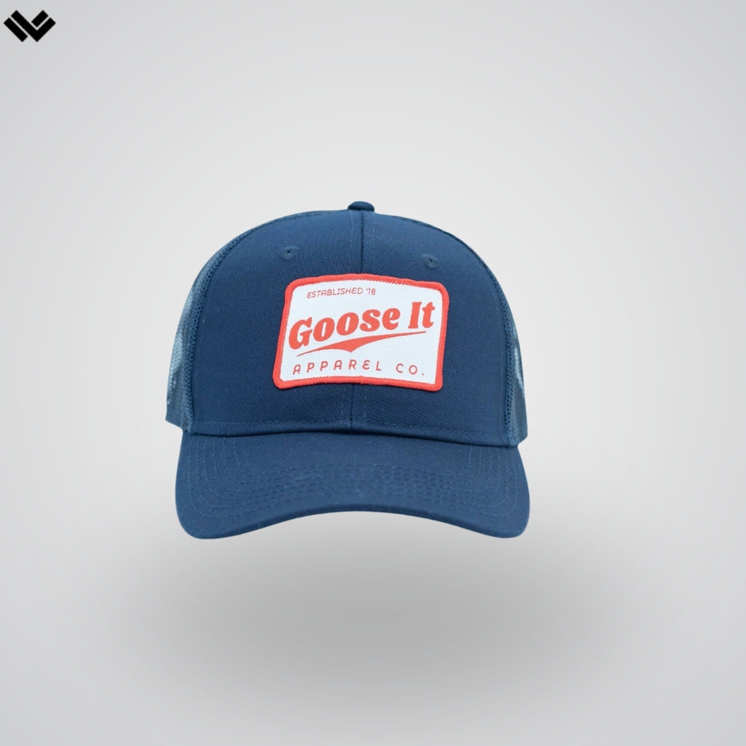 Vintage Trucker Style Navy/Red Lacrosse Hat | Navy/Red | Gooseitcompany