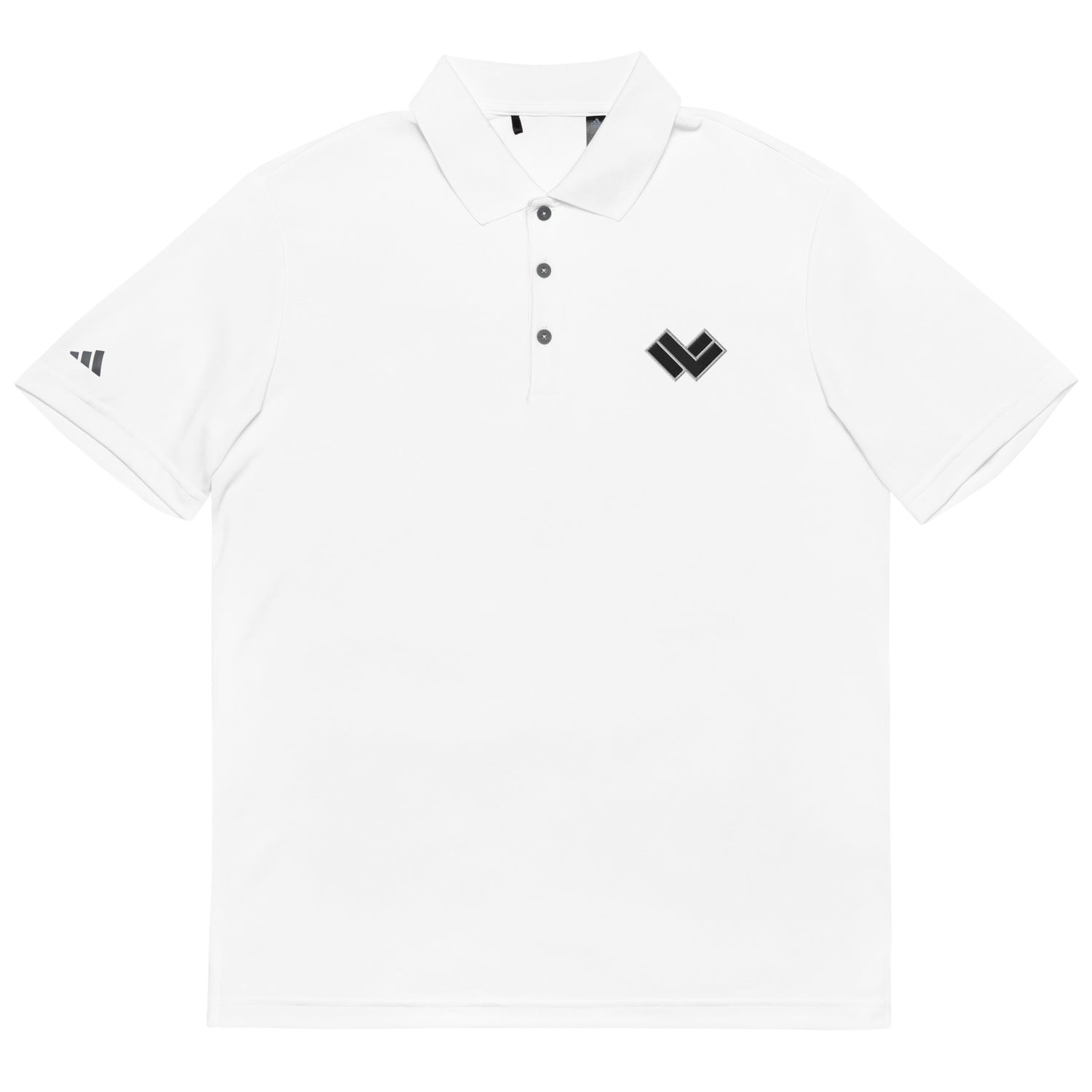 LAX World - Adidas Performance White Lacrosse Polo Shirt - Front 