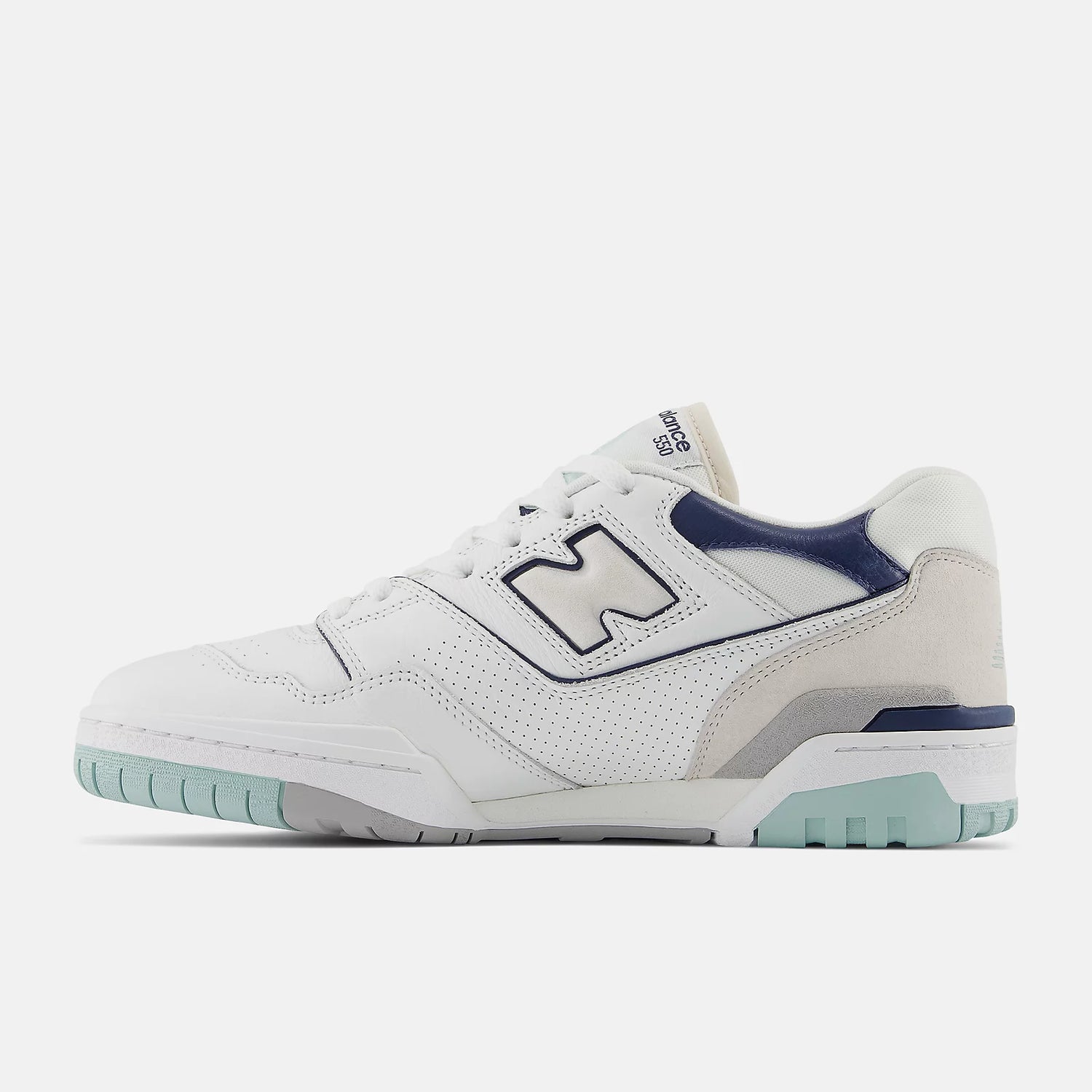 White With Winter Fog and NB Navy Lacrosse Sneakers - left Front 
