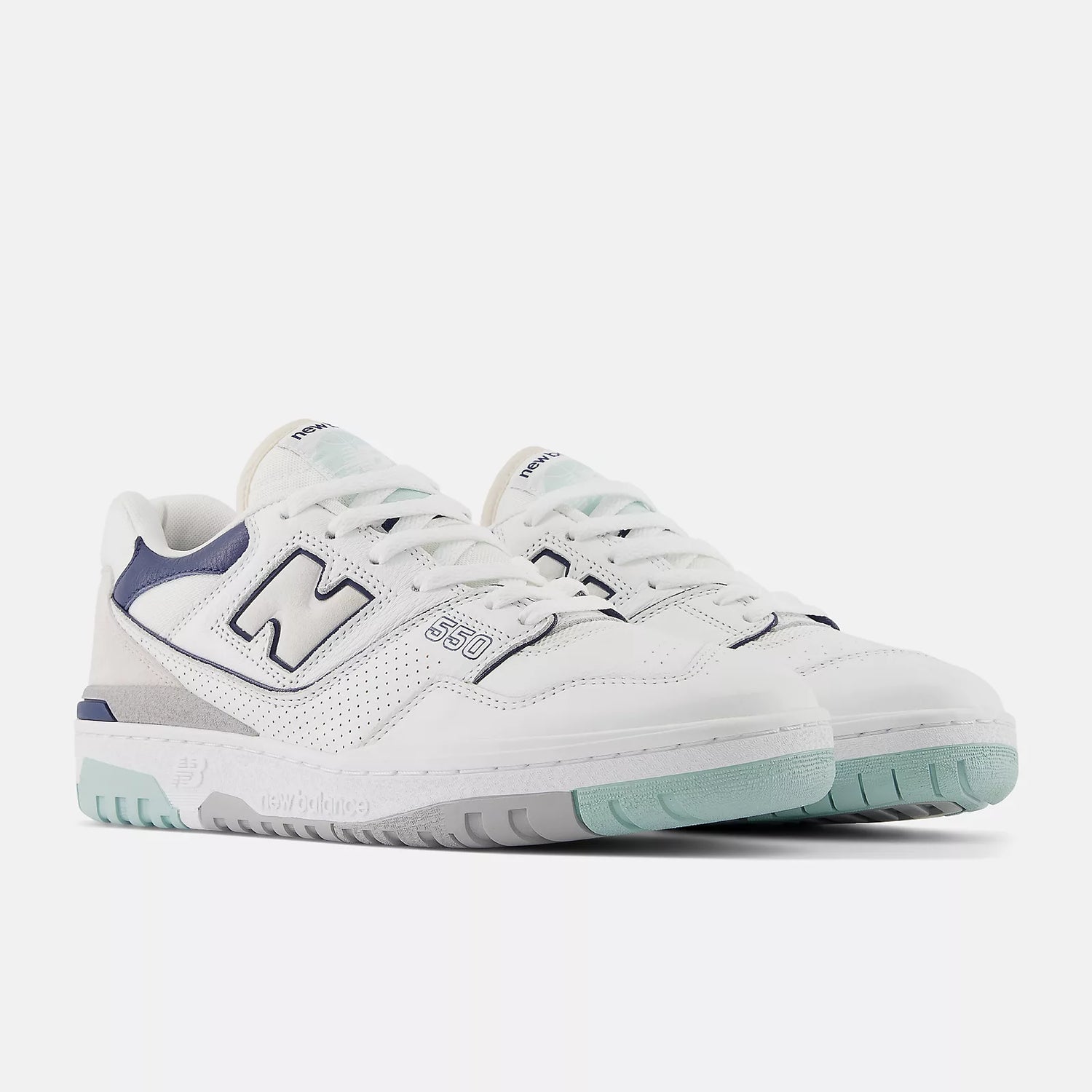 White With Winter Fog and NB Navy Lacrosse Sneakers - Front 