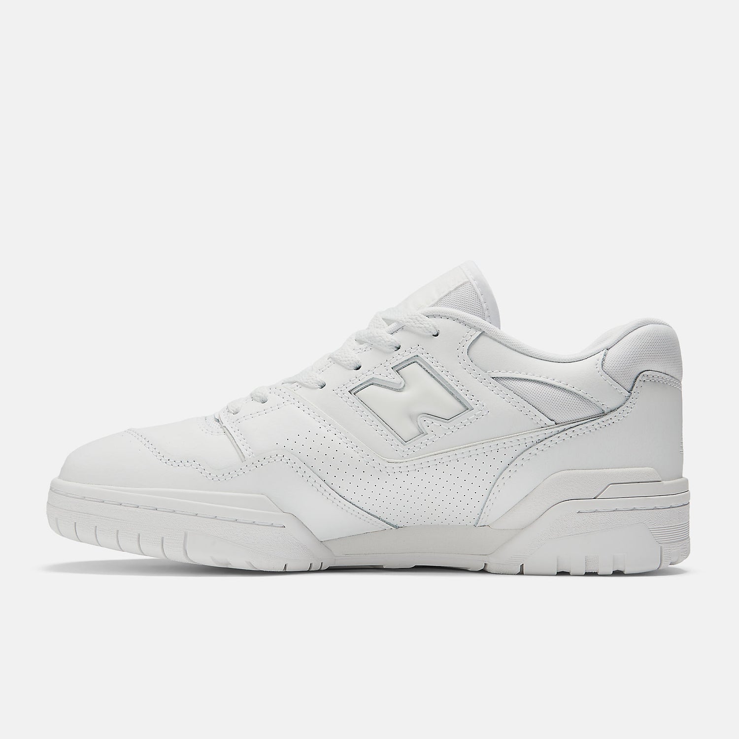 Classic New Balance 550 White Lacrosse Shoes  - Left front 