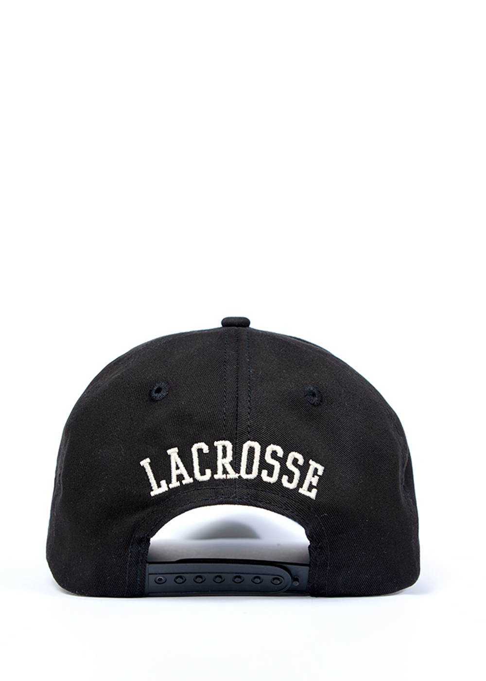 Black Cotton Twill Lacrosse Ball Cap with Braided Rope