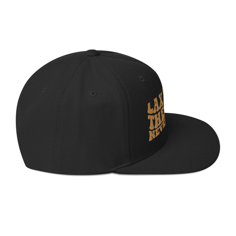 Premium “The Game Never Ends…” Snapback Lacrosse Hat  - Left Front 