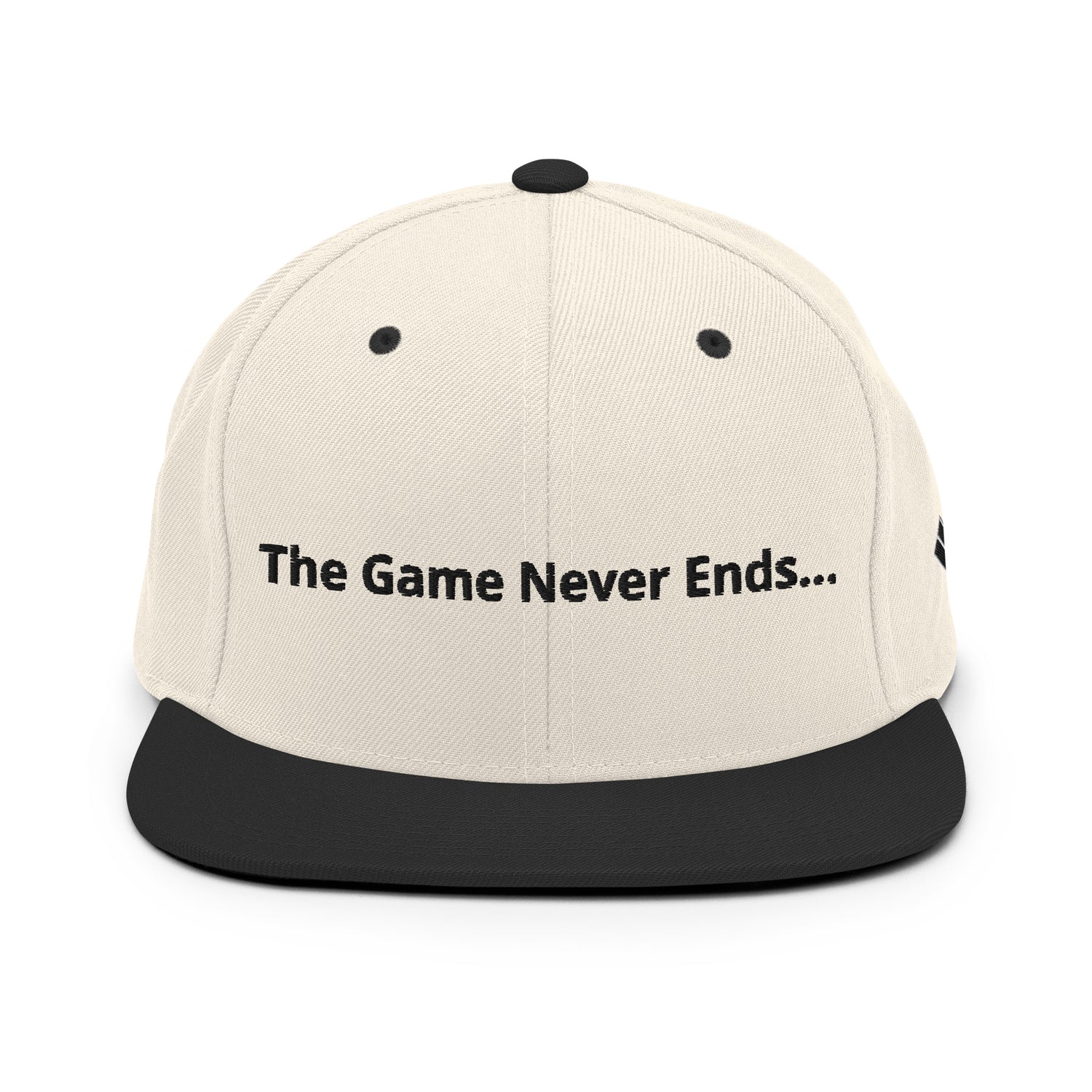 Lacrosse Snapback Hat ‘The Game Never Ends’  Natural Black Front