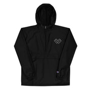 Women's “Lax World x Champion” Cradle Multi-shaded Packable Lacrosse Jacket - Black Front 