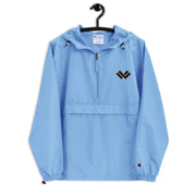Women's “Lax World x Champion” Cradle Multi-shaded Packable Lacrosse Jacket - Light Blue Front 