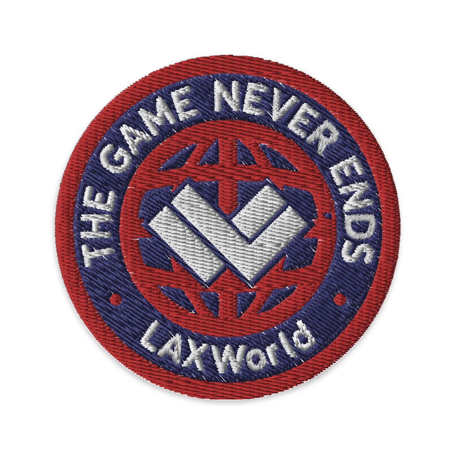 “The Game Never Ends…” Embroidered Lacrosse Patch - Front 