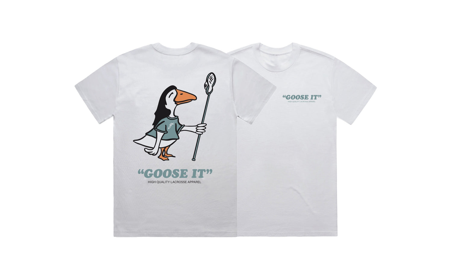 Stylish White Mullet Lacrosse Tee  - Front and Back 