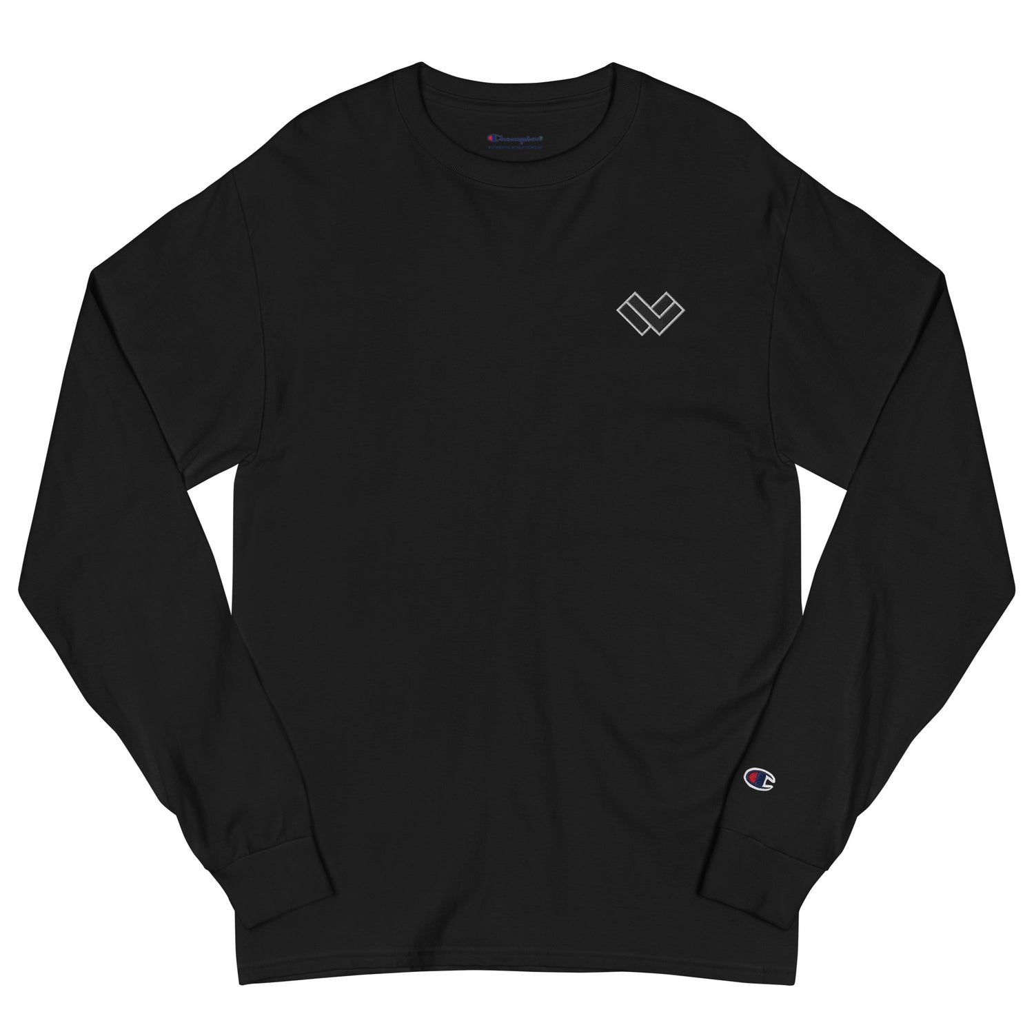 Lax World Cradle Long Sleeve B/W Lacrosse Tee By Champion - Front 
